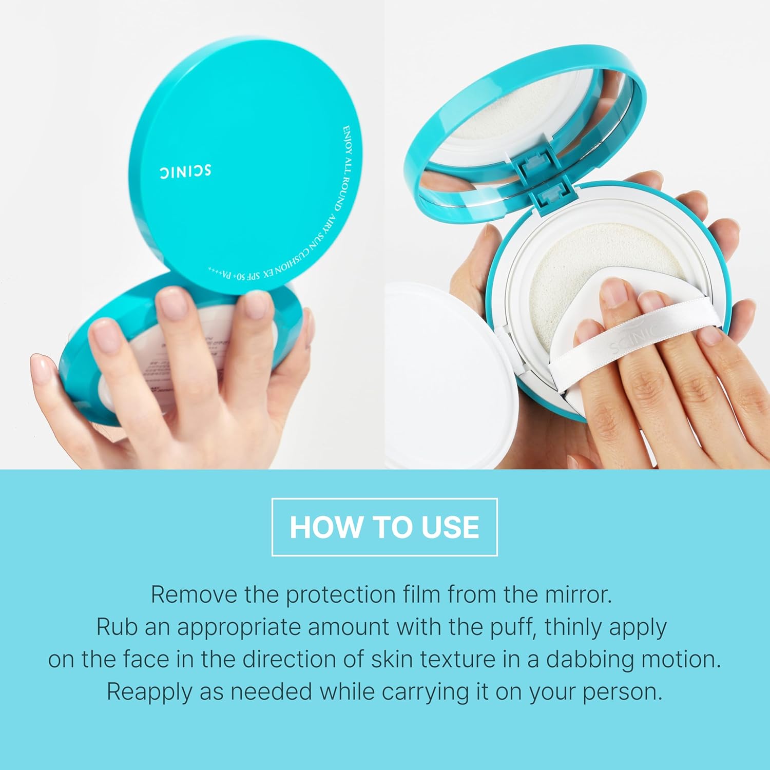 SCINIC Enjoy All Round Airy Sun Cushion EX SPF50+PA++++, 0.88 Fl Oz/ 25 gr