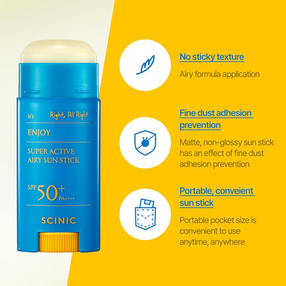 SCINIC Enjoy Super Active Airy Sun Stick SPF50+ PA++++ 0.53oz (15g)